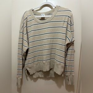 Wild Fable Beige and Black Striped Long Sleeve Top